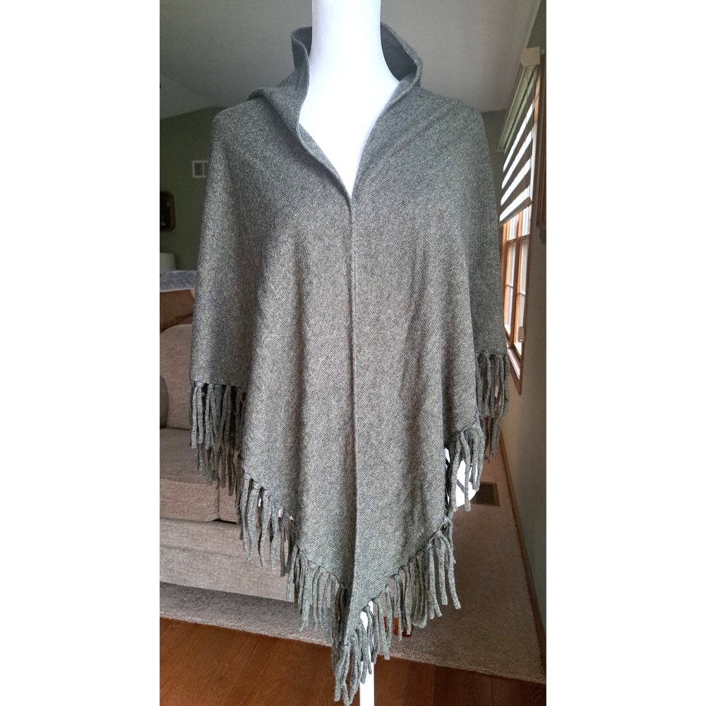 Womens Olive Green Cashmere Alpaca Blend Triangle Wrap Scarf Fringe Shawl 70x31"